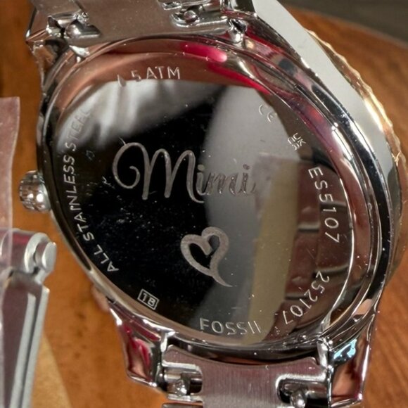 Fossil Two-Tone Gold & Silver Crystal Bezel Watch | NWT | Engraved Back - Mimi main image 5
